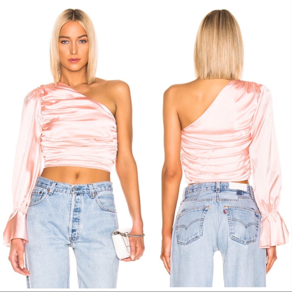 Retrofete Rylie Silk Blend One Shoulder Crop Top Size XS NWT